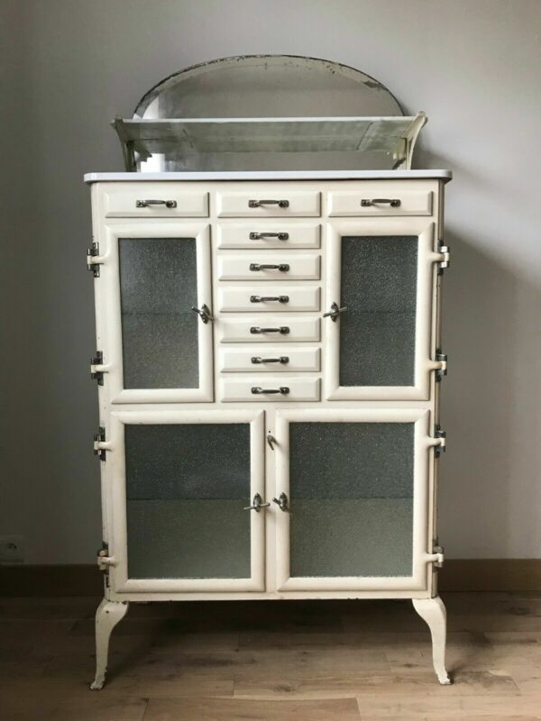 MEUBLE DE MEDECIN DENTISTE FONTE EMAILLE 1900