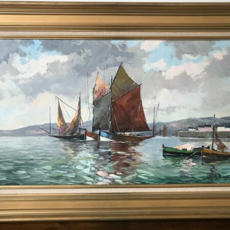BORDERIE BATEAUX DE PECHE HUILE SUR TOILE – Image 2