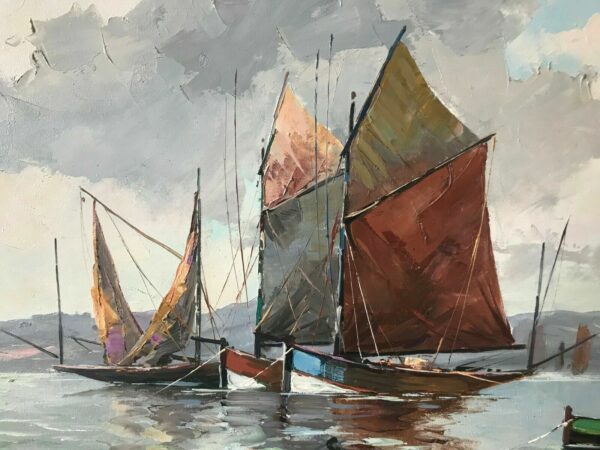 BORDERIE BATEAUX DE PECHE HUILE SUR TOILE – Image 5