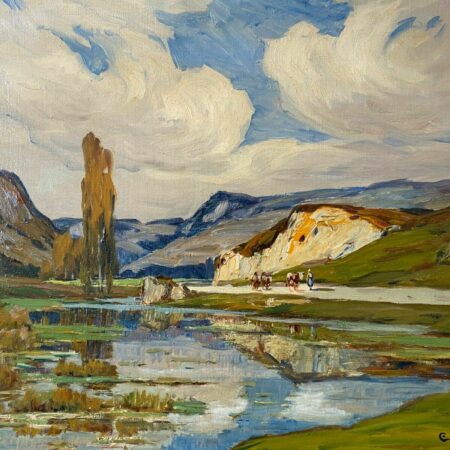 TERRAIRE HUILE SUR TOILE LAC DE MONTAGNE – Image 2
