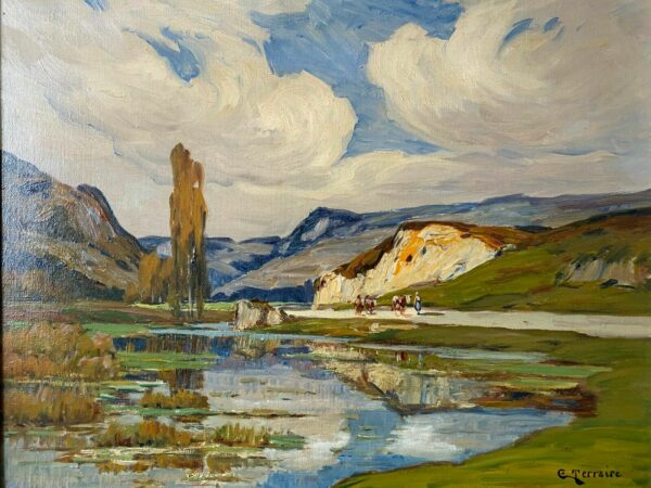 TERRAIRE HUILE SUR TOILE LAC DE MONTAGNE – Image 2