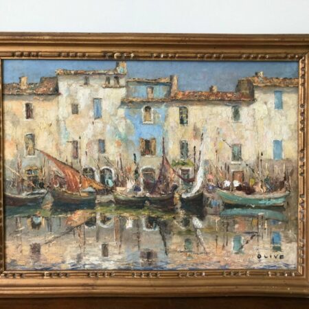 OLIVE VOILIERS MARTIGUES HUILE SUR TOILE