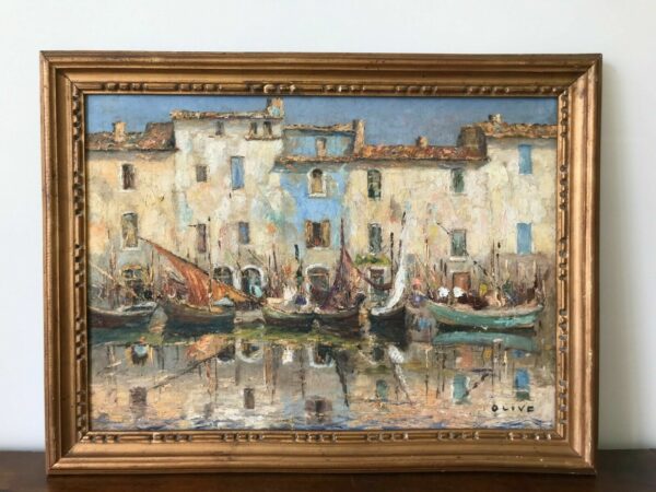 OLIVE VOILIERS MARTIGUES HUILE SUR TOILE