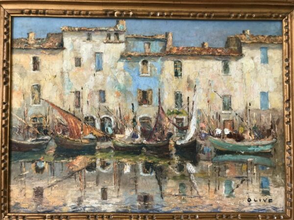 OLIVE VOILIERS MARTIGUES HUILE SUR TOILE – Image 2