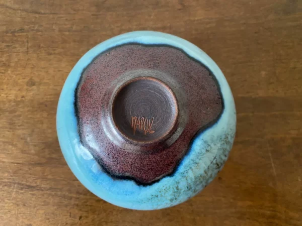 MARC UZAN MARCUZ VASE BOULE GRES EMAILLE BLEU – Image 6