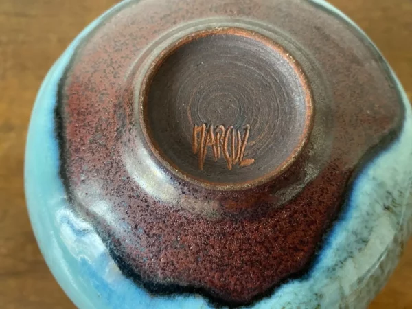 MARC UZAN MARCUZ VASE BOULE GRES EMAILLE BLEU – Image 7