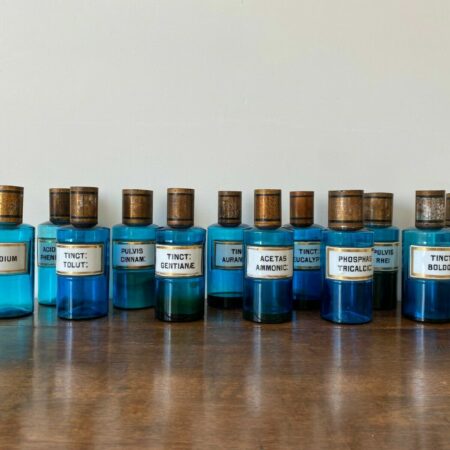 12 POTS A PHARMACIE VERRE BLEU XIXEME