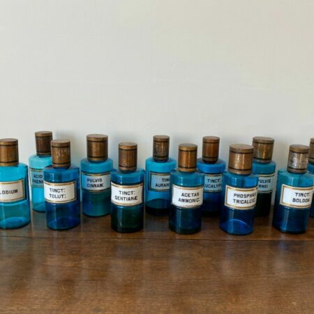 12 POTS A PHARMACIE VERRE BLEU XIXEME – Image 2