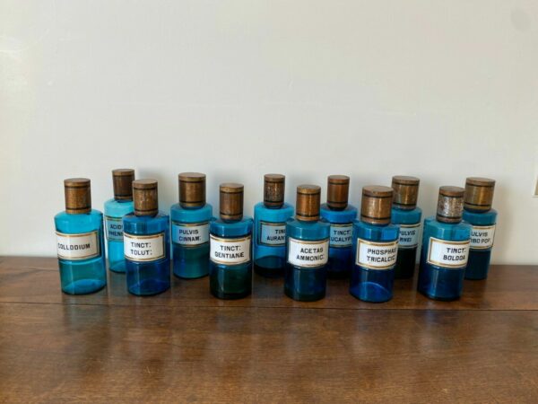 12 POTS A PHARMACIE VERRE BLEU XIXEME – Image 2