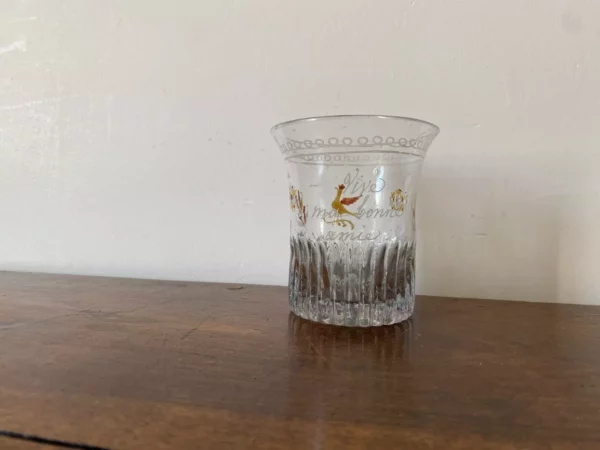 GOBELET EMAILLE NORMAND PARLANT VERRE XIXEME