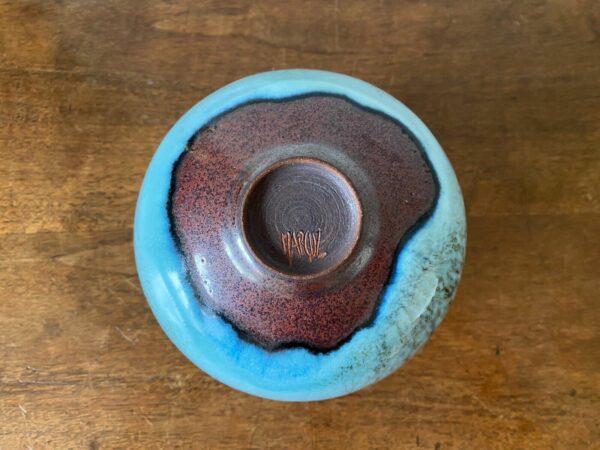 VASE BOULE GRES EMAILLE BLEU UZAN MARC UZAN – Image 6
