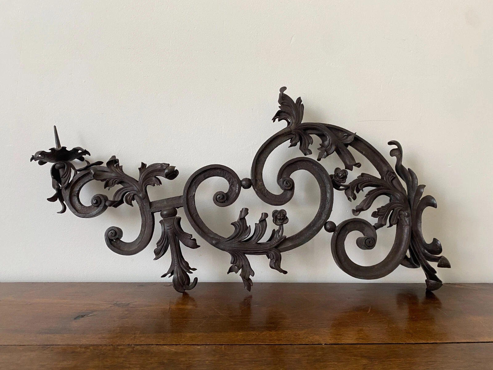 PAIRE DE BRAS DE LUMIERE EN FER FORGE XIXEME – Image 12