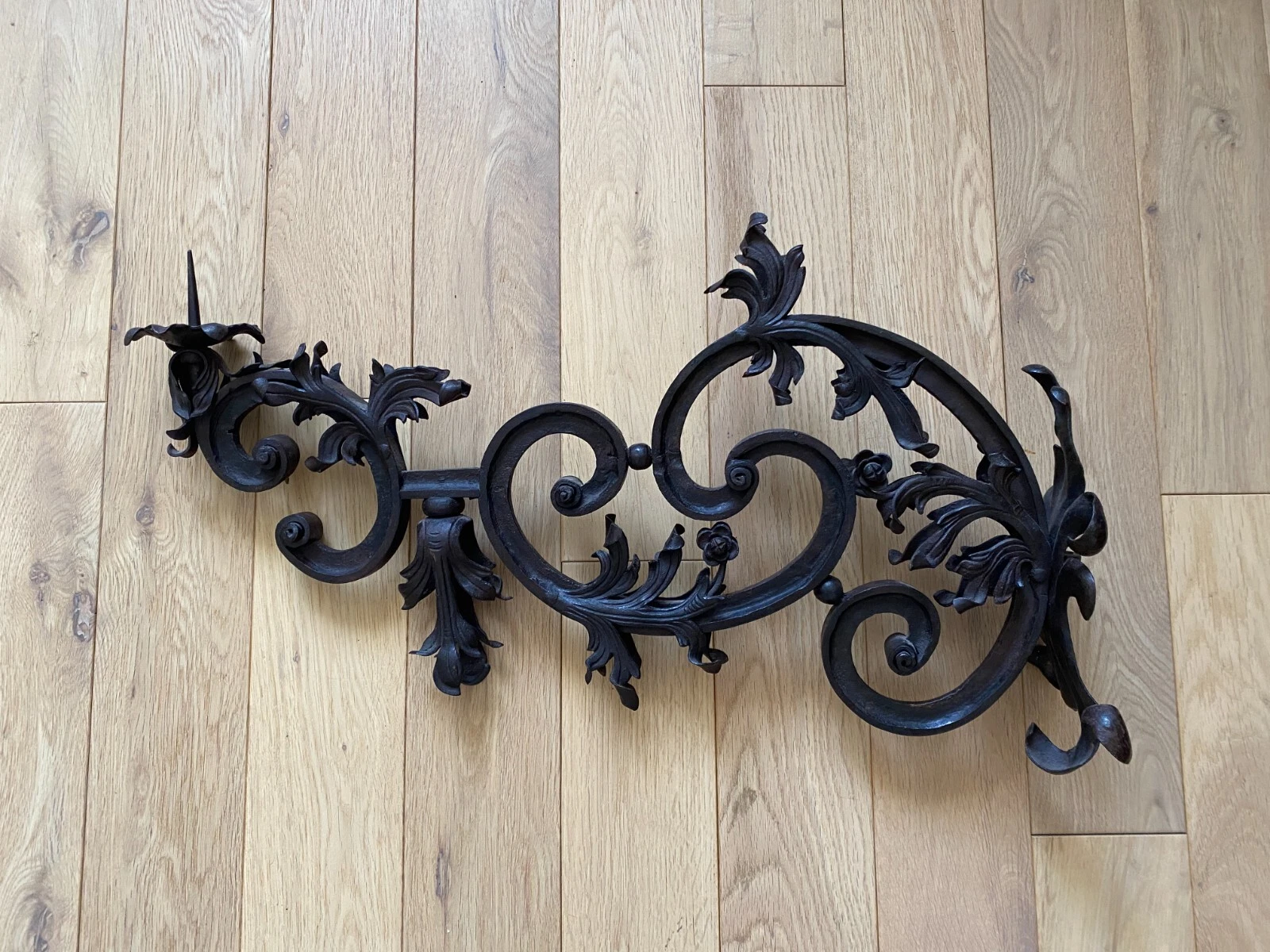 PAIRE DE BRAS DE LUMIERE EN FER FORGE XIXEME – Image 7