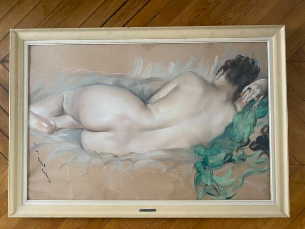 GRAND-CARTERET PASTEL NU ALLONGE DE DOS