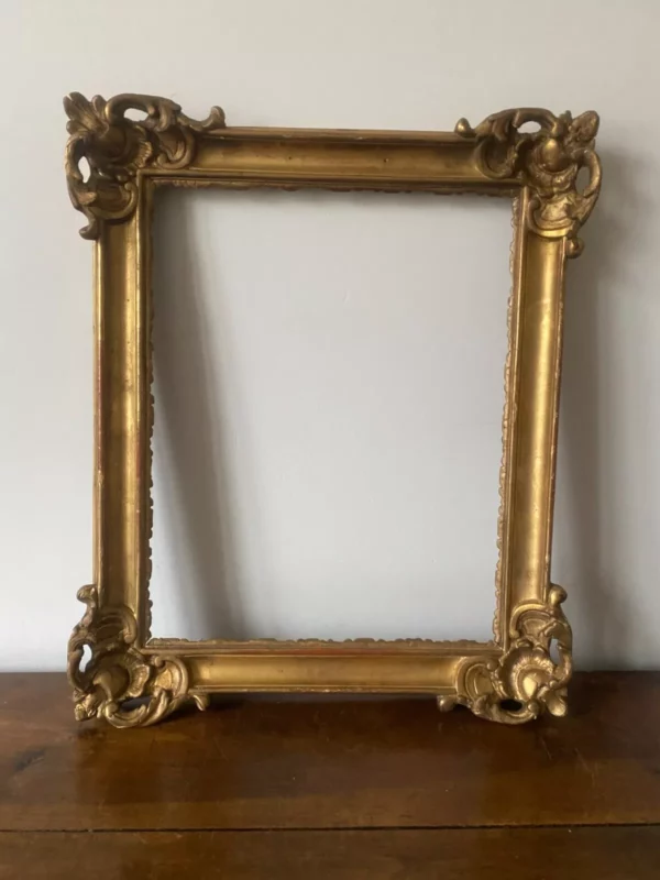 CADRE D'EPOQUE LOUIS XV BOIS SCULPTE DORE XVIIIEME