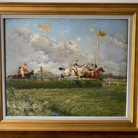 TARDIEU HUILE SUR TOILE COURSE HIPPIQUE