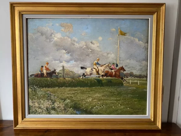 TARDIEU HUILE SUR TOILE COURSE HIPPIQUE