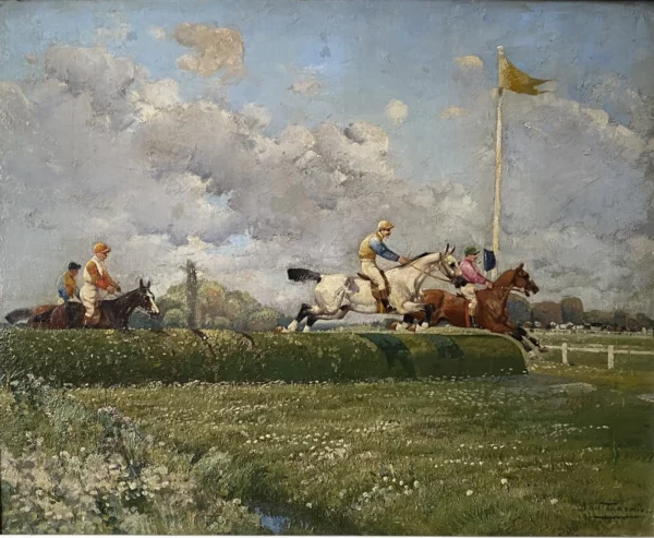 TARDIEU HUILE SUR TOILE COURSE HIPPIQUE – Image 2
