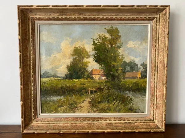 BESNARD HUILE SUR TOILE MAISON CAMPAGNE