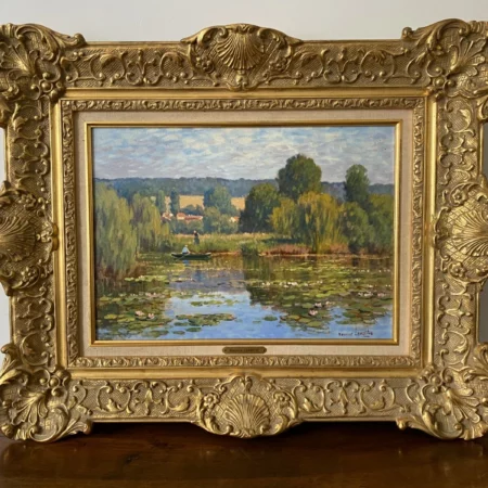 LEMAITRE HUILE SUR TOILE PAYSAGE LACUSTRE