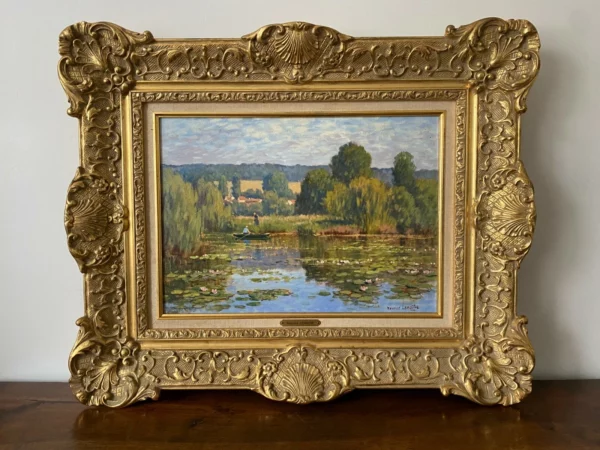LEMAITRE HUILE SUR TOILE PAYSAGE LACUSTRE
