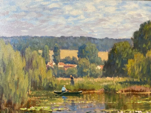 LEMAITRE HUILE SUR TOILE PAYSAGE LACUSTRE – Image 3