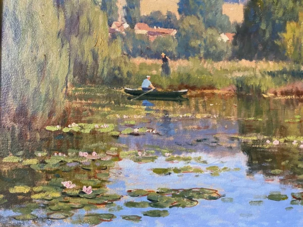 LEMAITRE HUILE SUR TOILE PAYSAGE LACUSTRE – Image 5