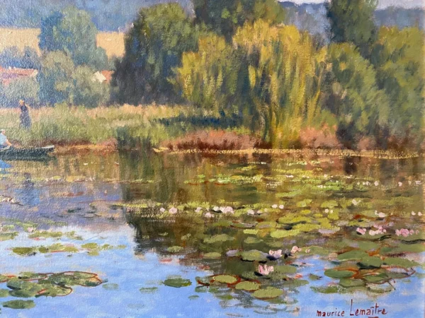 LEMAITRE HUILE SUR TOILE PAYSAGE LACUSTRE – Image 6