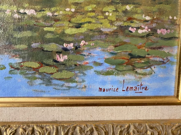 LEMAITRE HUILE SUR TOILE PAYSAGE LACUSTRE – Image 7